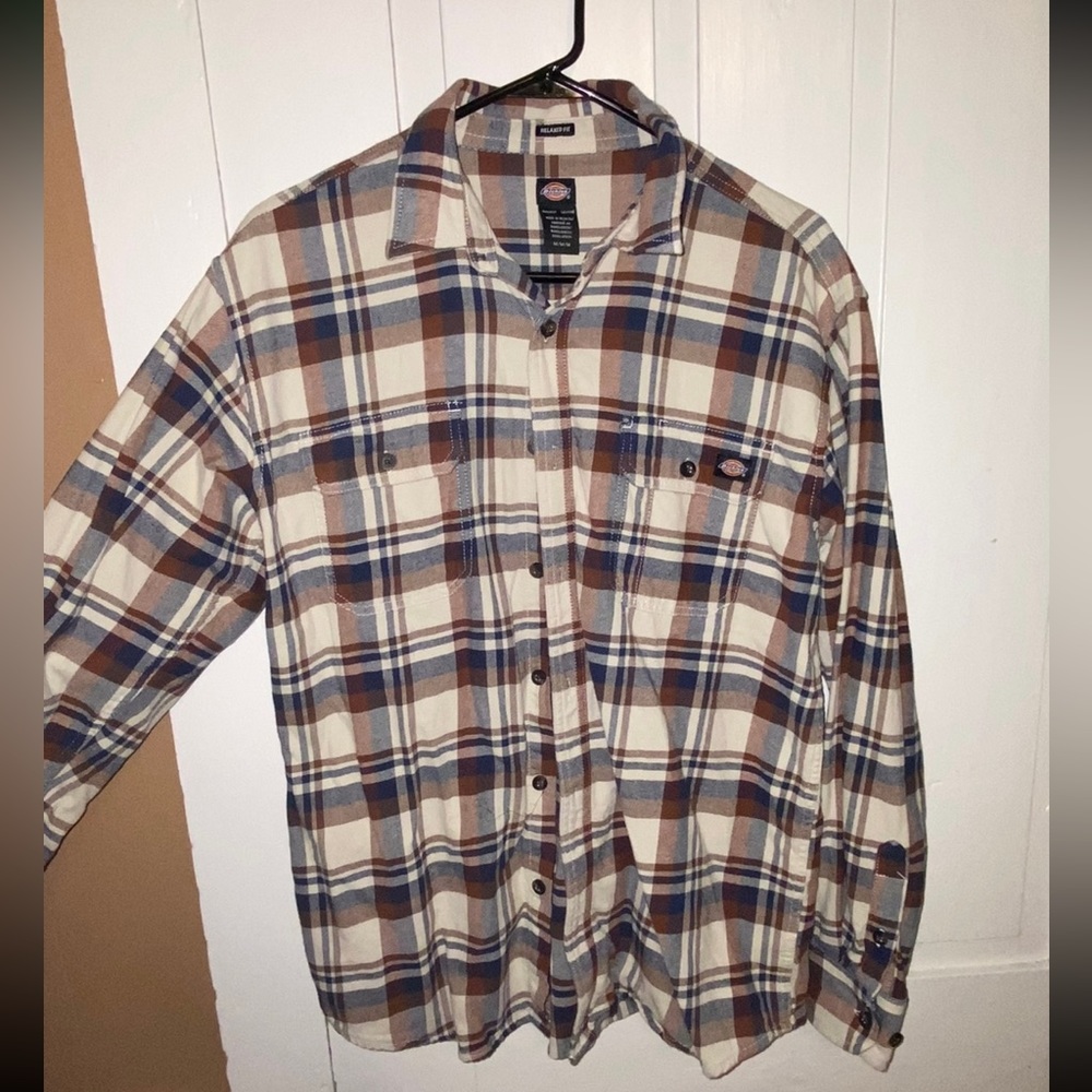 dickies plaid button up long sleeve